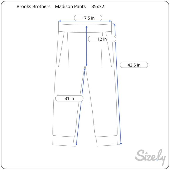 Brooks Brother Country Club Madison Pants 35x32 Khaki Pleated Cuffed - Picture 8 of 8